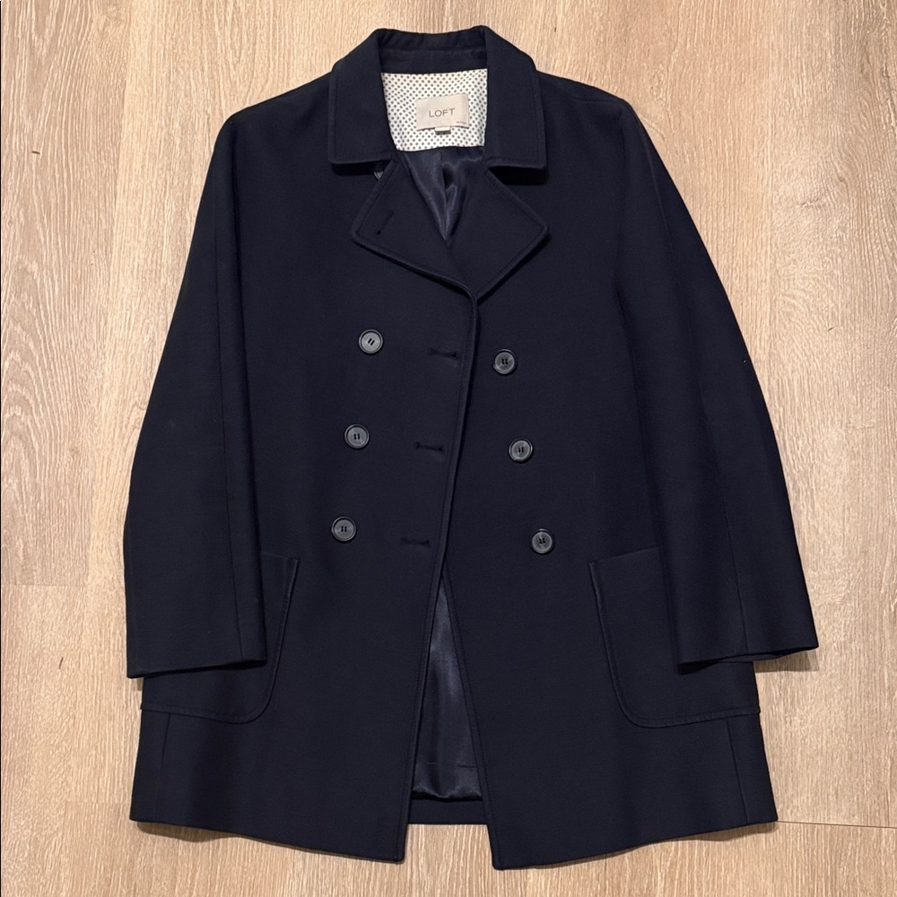 LOFT Dark Blue Double-Breasted Coat